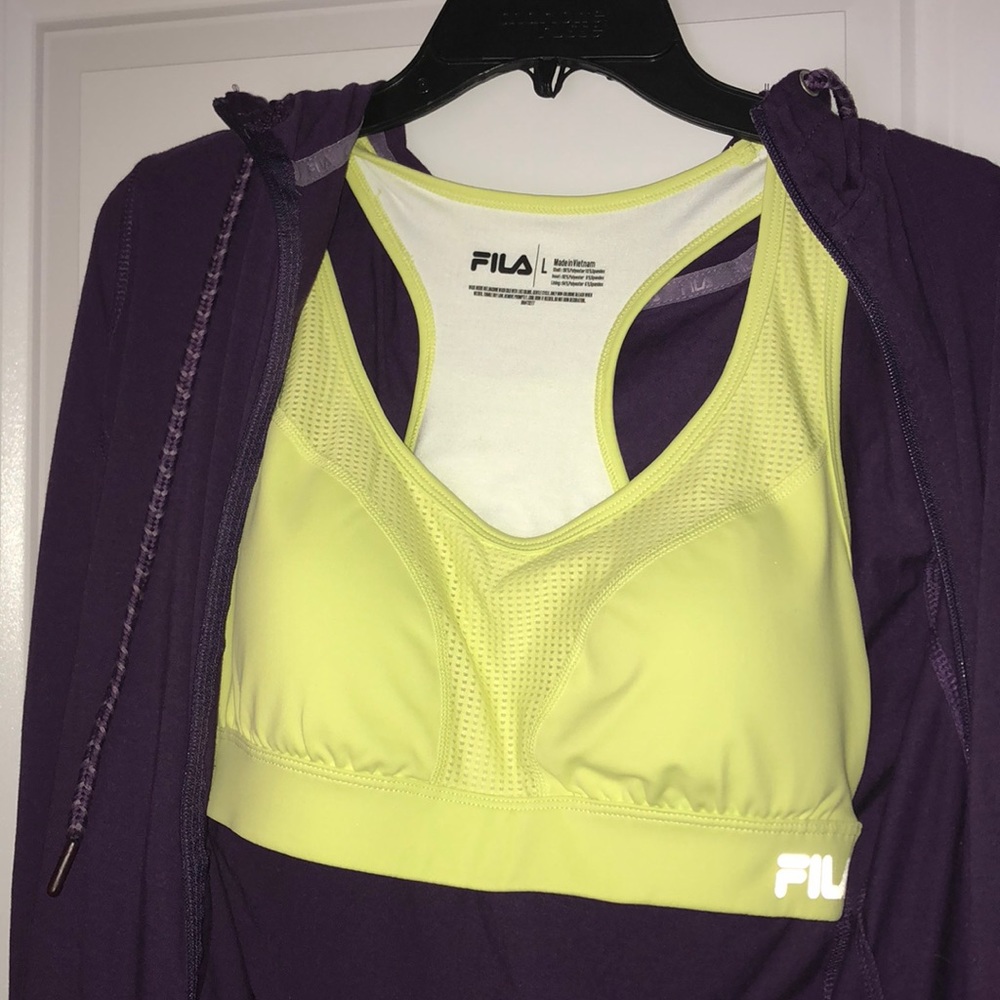 Fila neon yellow/ green sports bra. Racer back bra